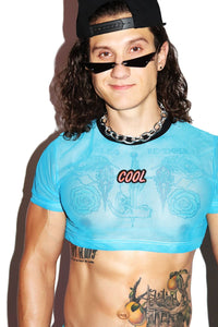 Cool Mesh Extreme Crop Tee- Blue