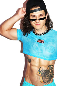 Cool Mesh Extreme Crop Tee- Blue