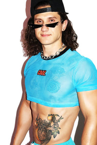 Cool Mesh Extreme Crop Tee- Blue