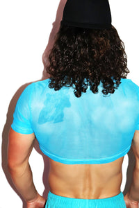 Cool Mesh Extreme Crop Tee- Blue