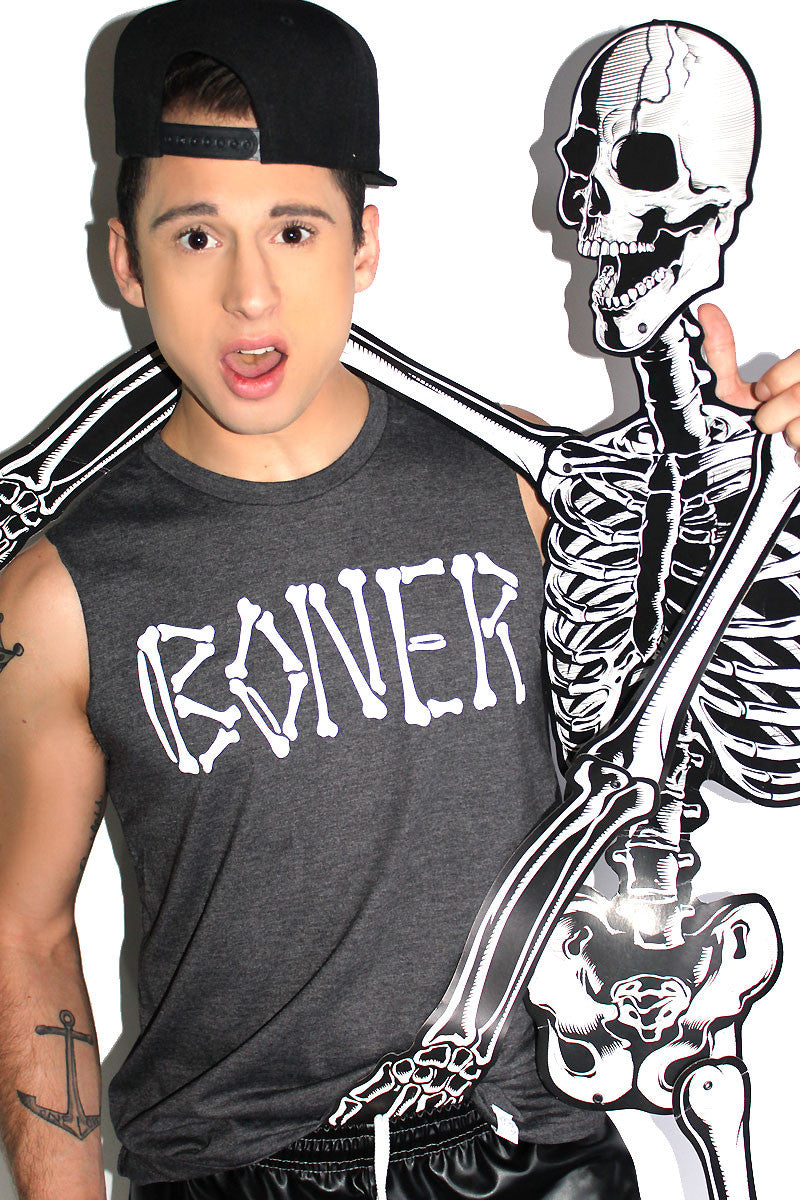 Boner Sleeveless Tee- Dark Charcoal