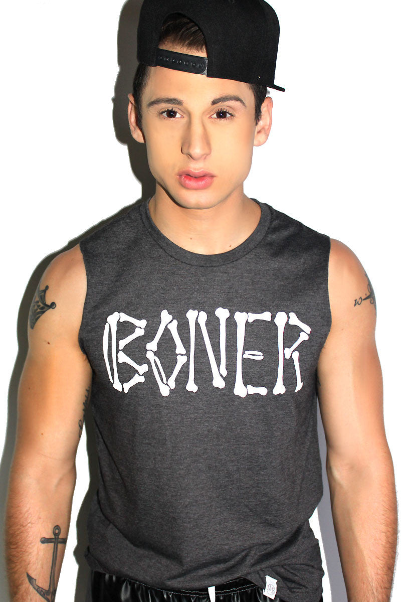 Boner Sleeveless Tee- Dark Charcoal