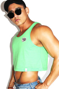 Boo Ya! Crop Racerback Tank- Neon Green