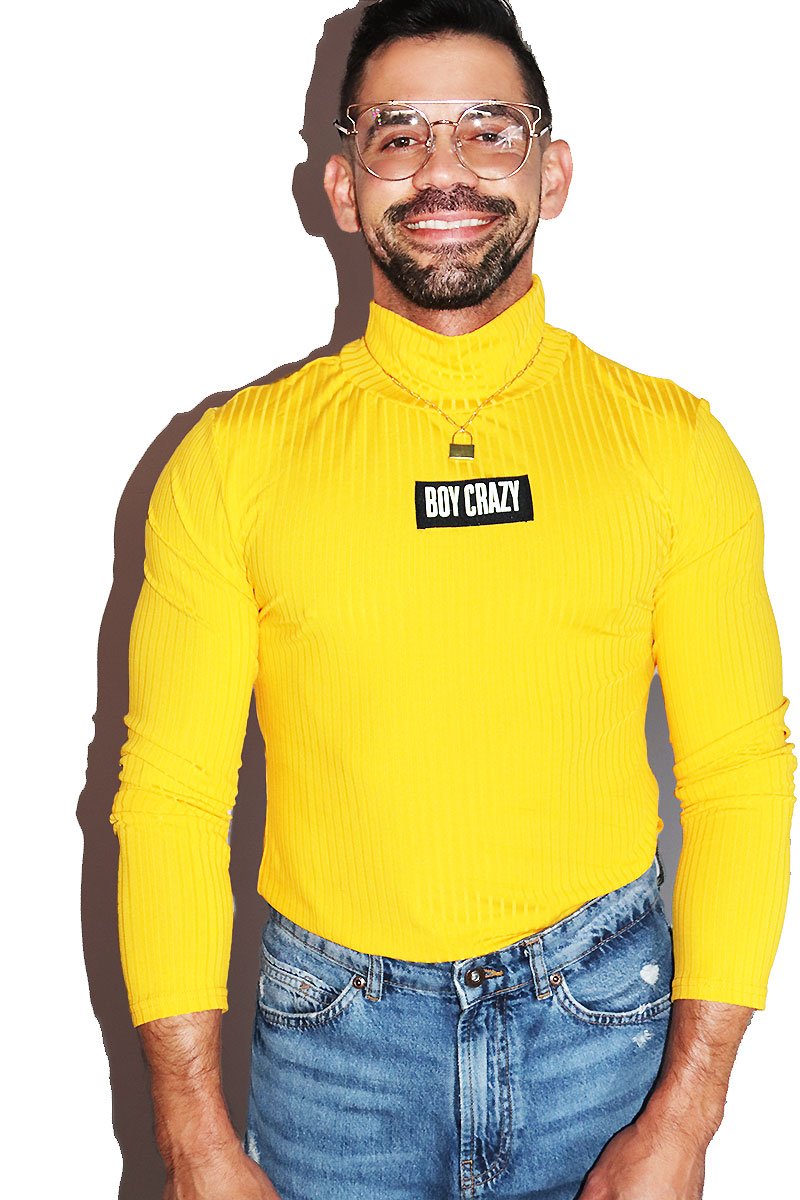 Boy Crazy Rib Knit Turtleneck- Yellow