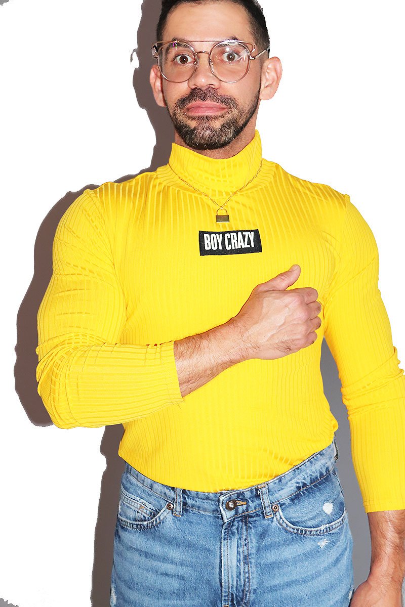 Boy Crazy Rib Knit Turtleneck- Yellow