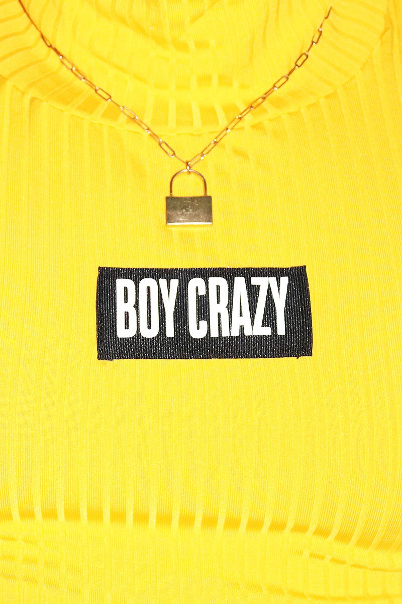 Boy Crazy Rib Knit Turtleneck- Yellow