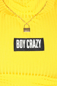 Boy Crazy Rib Knit Turtleneck- Yellow