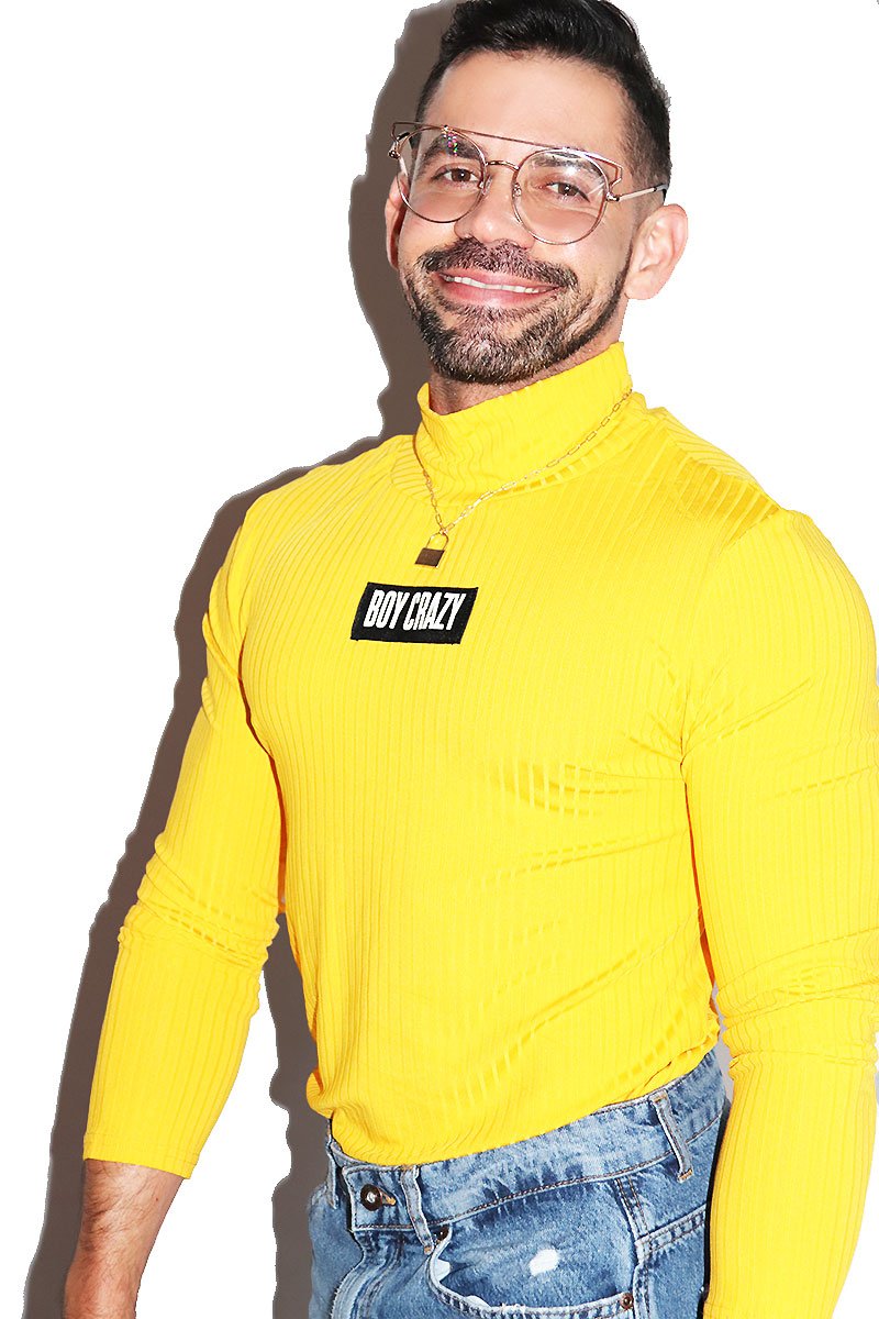 Boy Crazy Rib Knit Turtleneck- Yellow