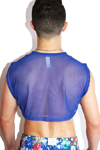 Boy Toy Mesh Extreme Crop Tank-Blue