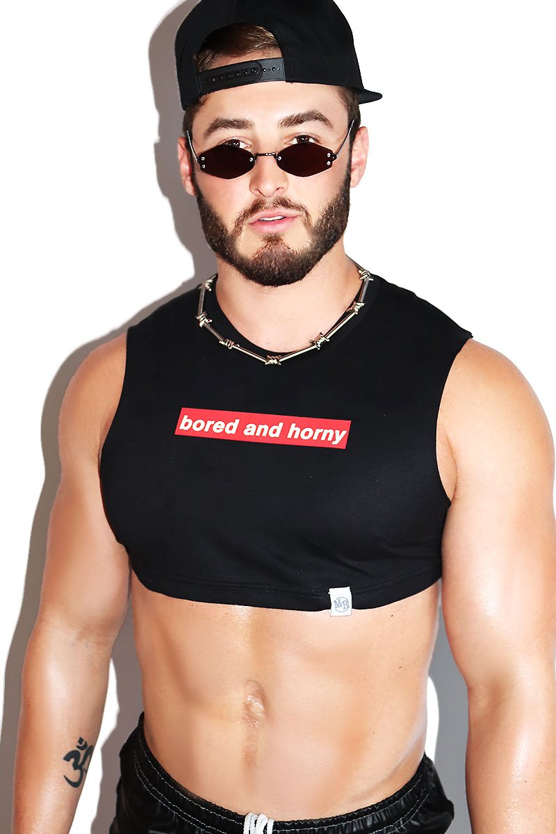 Bored and Horny Extreme Crop Tank- Black