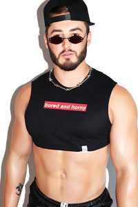 Bored and Horny Extreme Crop Tank- Black