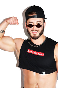 Bored and Horny Extreme Crop Tank- Black