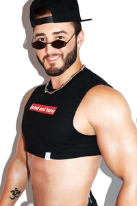 Bored and Horny Extreme Crop Tank- Black