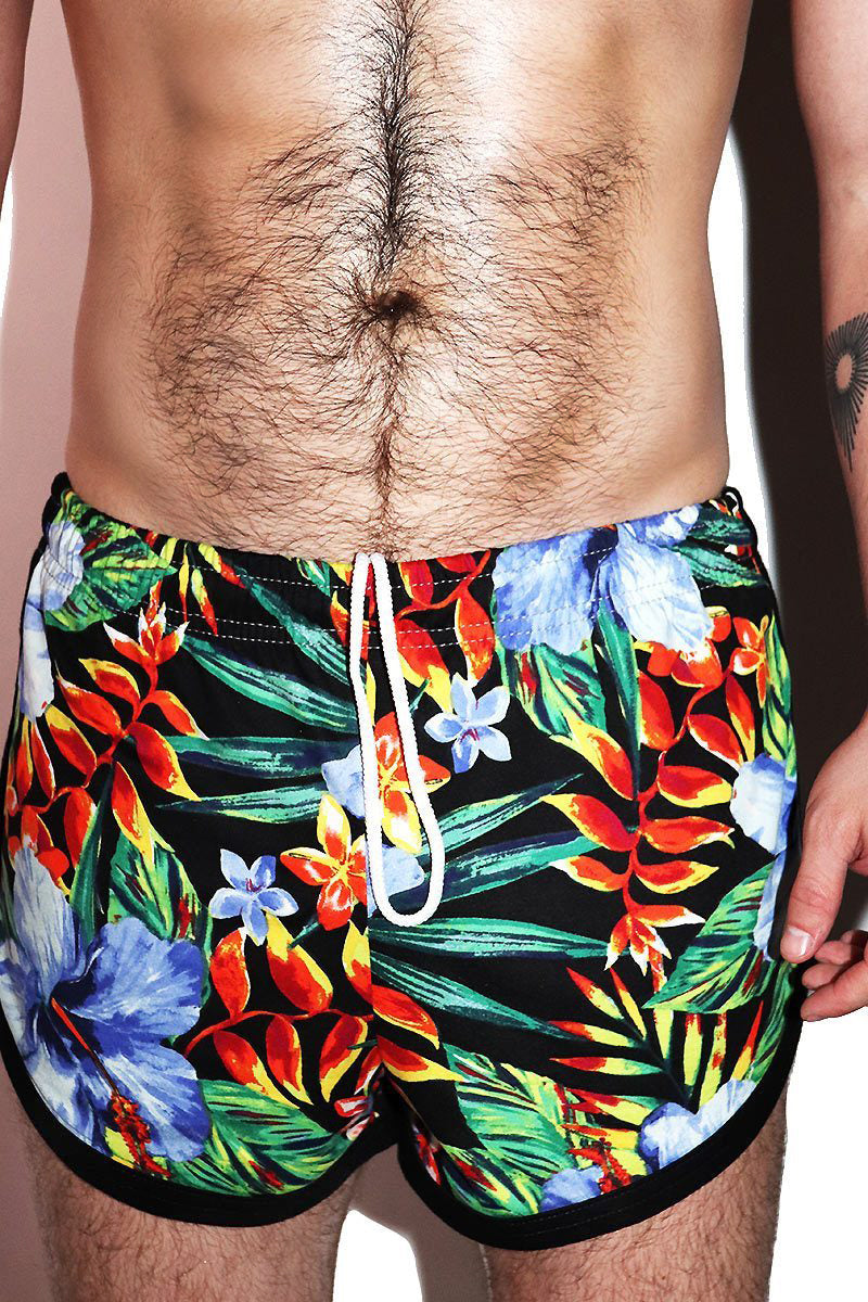 Bird of Paradise Running Shorts- Black