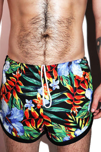 Bird of Paradise Running Shorts- Black