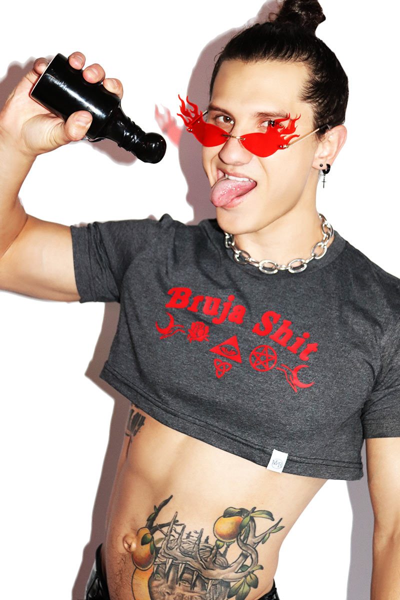 Bruja Extreme Crop Tee-Dark Charcoal