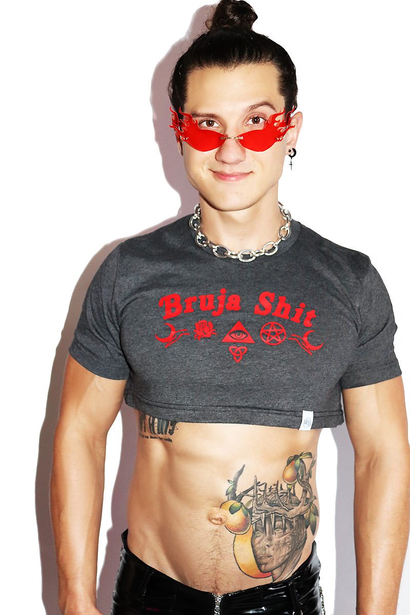 Bruja Extreme Crop Tee-Dark Charcoal