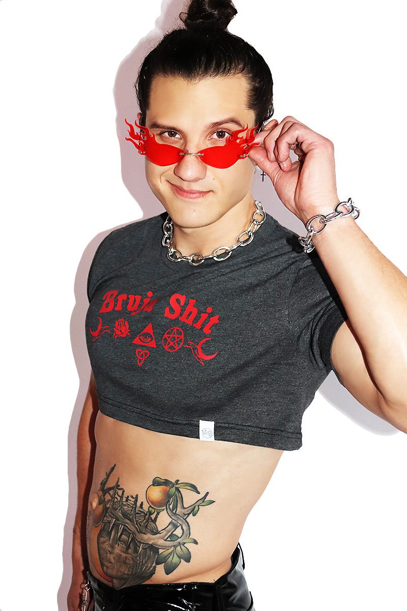 Bruja Extreme Crop Tee-Dark Charcoal