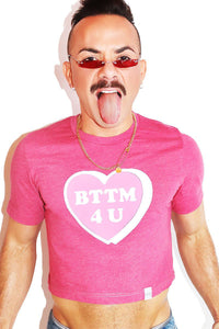Bottom 4 U Crop Tee- Pink Heather