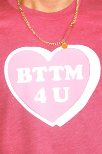 Bottom 4 U Crop Tee- Pink Heather