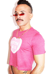 Bottom 4 U Crop Tee- Pink Heather