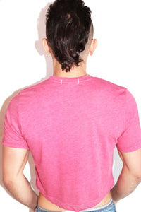 Bottom 4 U Crop Tee- Pink Heather