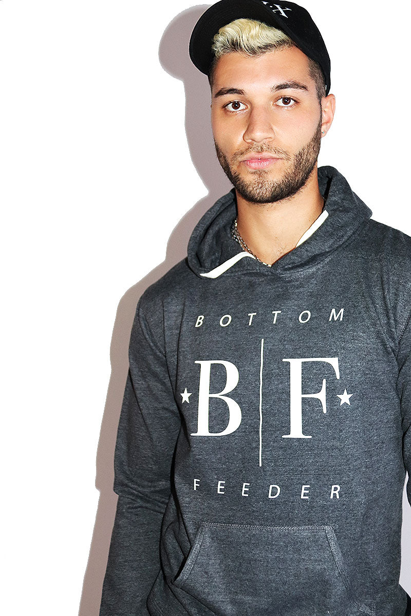 Bottom Feeder Long Sleeve Hoodie- Charcoal