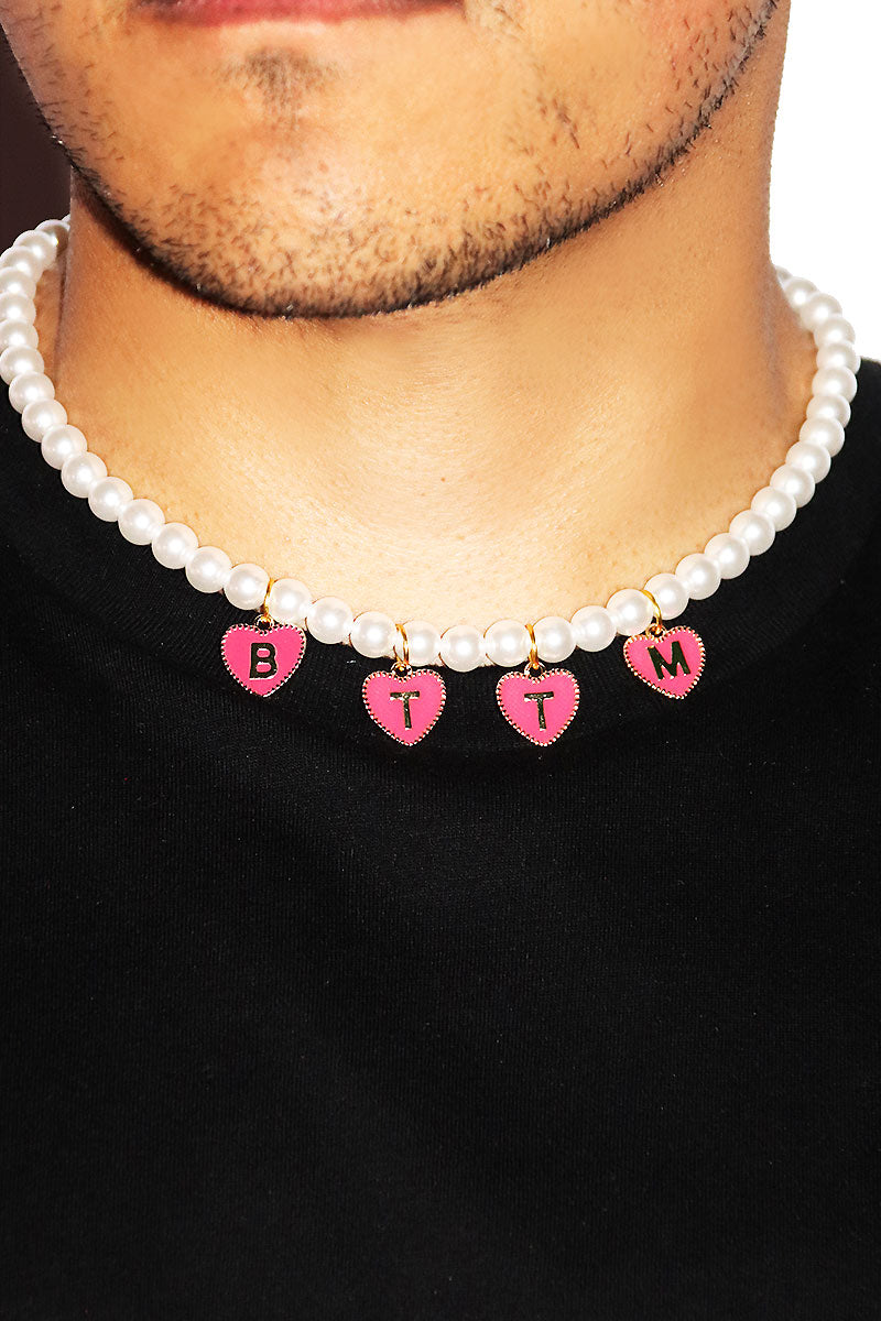 Bottom BTTM Pendant Pearl Necklace - White