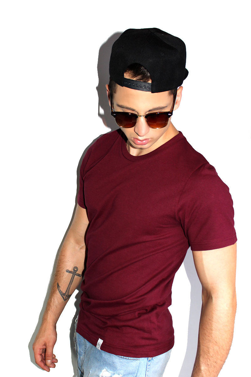 Core Crewneck Tee-Burgundy