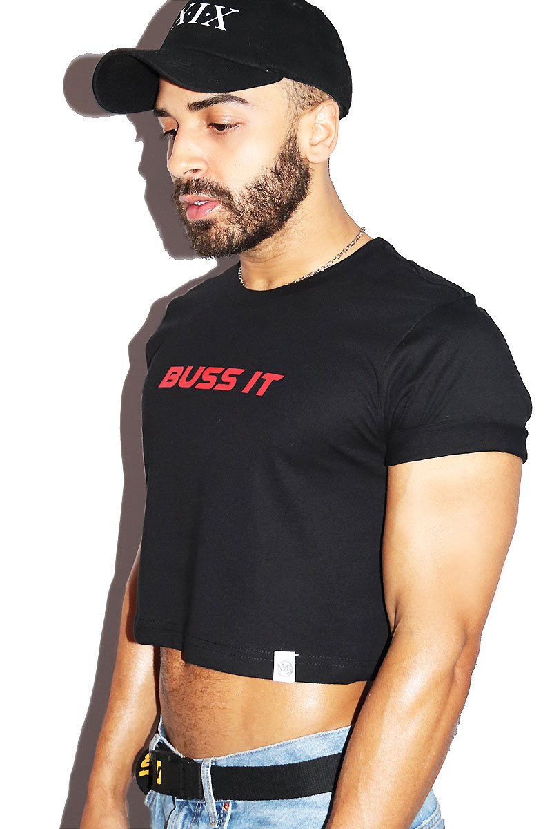 Buss It Crop Tee-Black