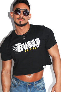Bussy On Fire Crop Tee-Black