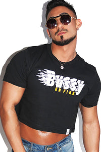 Bussy On Fire Crop Tee-Black