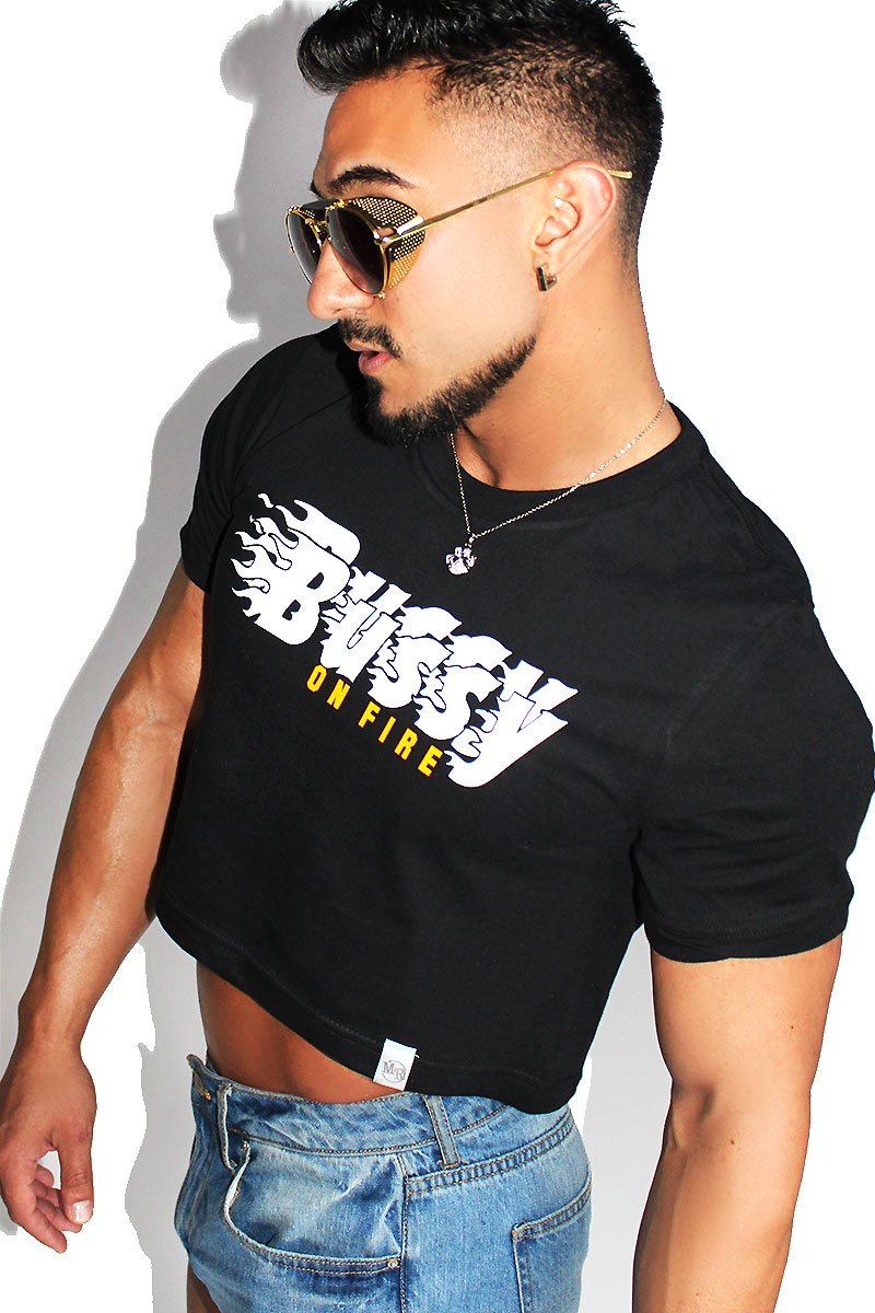 Bussy On Fire Crop Tee-Black