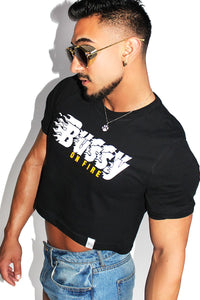 Bussy On Fire Crop Tee-Black