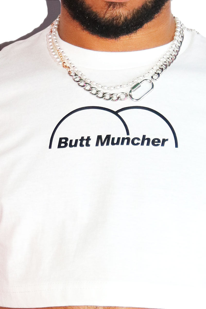 Butt Muncher Extreme Crop Tee-White