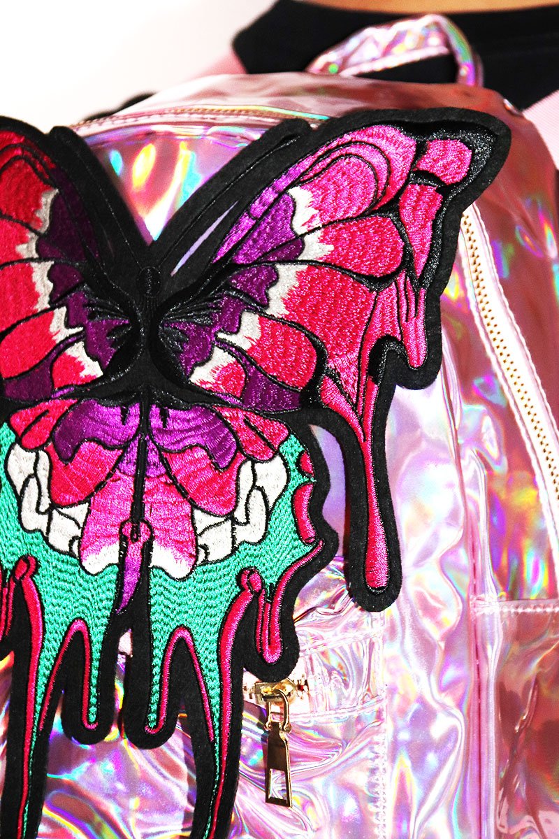 Butterfly Holographic Backpack- Pink