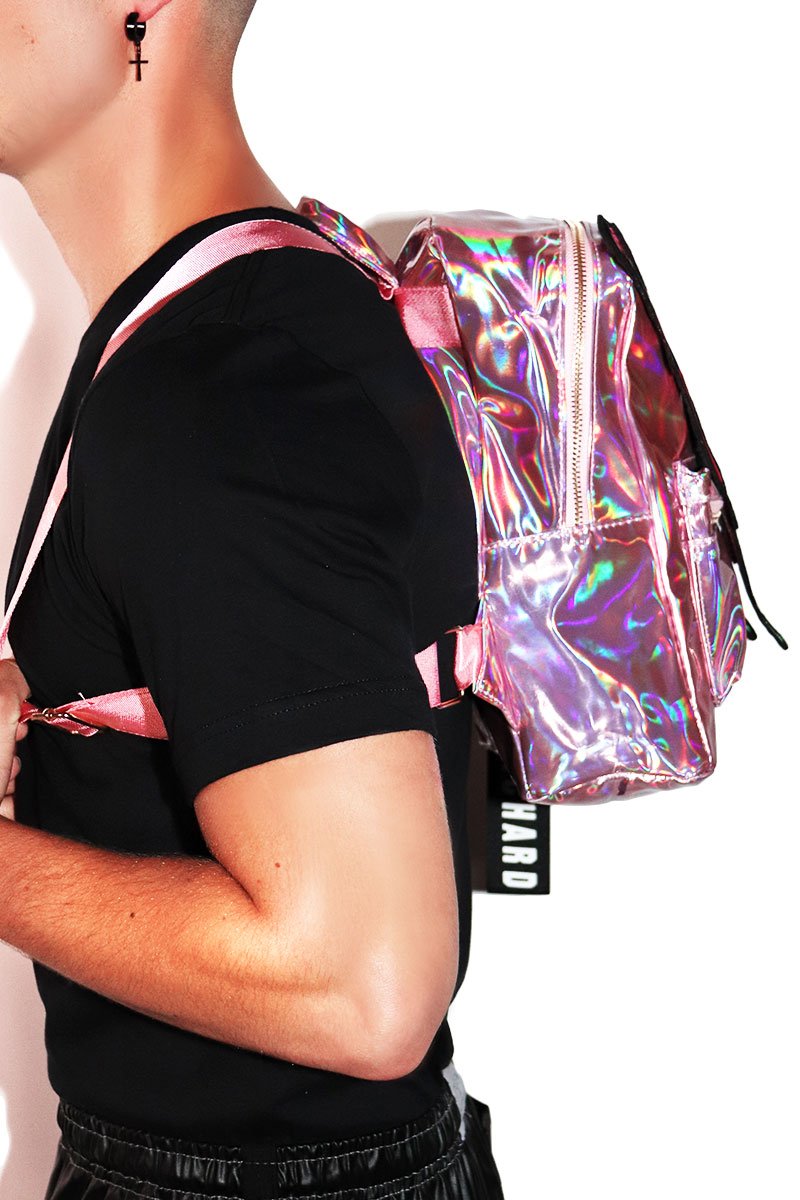 Butterfly Holographic Backpack- Pink