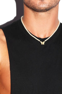 Fly Girl Mini Butterfly Pearl Necklace - Gold