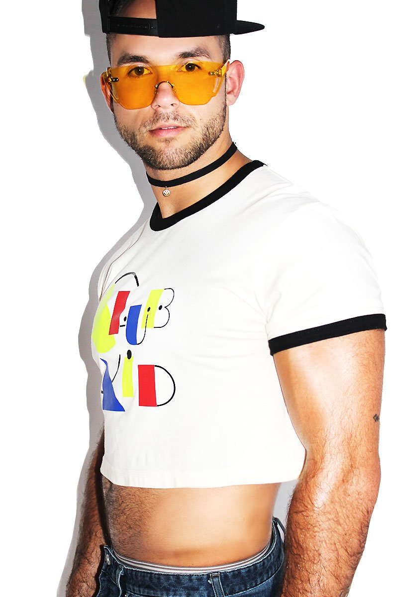 Club Kid Ringer Crop Tee- Cream