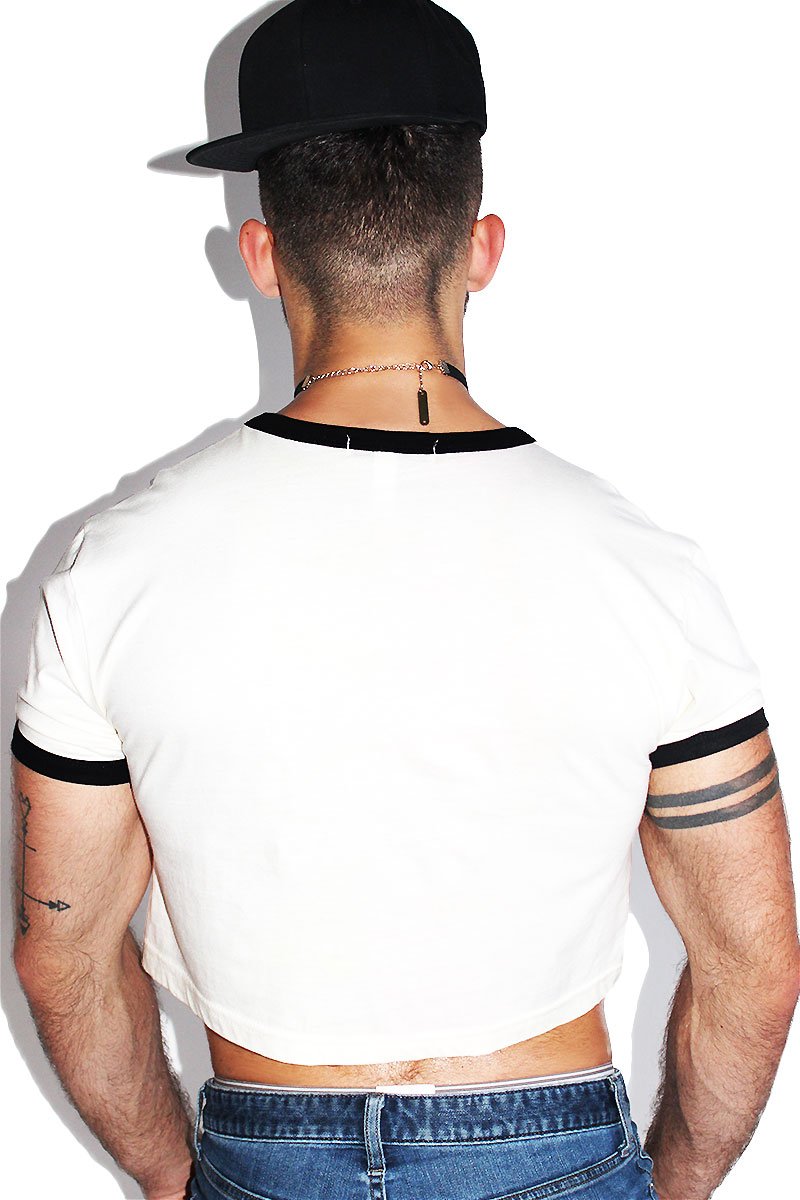 Club Kid Ringer Crop Tee- Cream