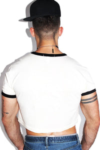 Club Kid Ringer Crop Tee- Cream