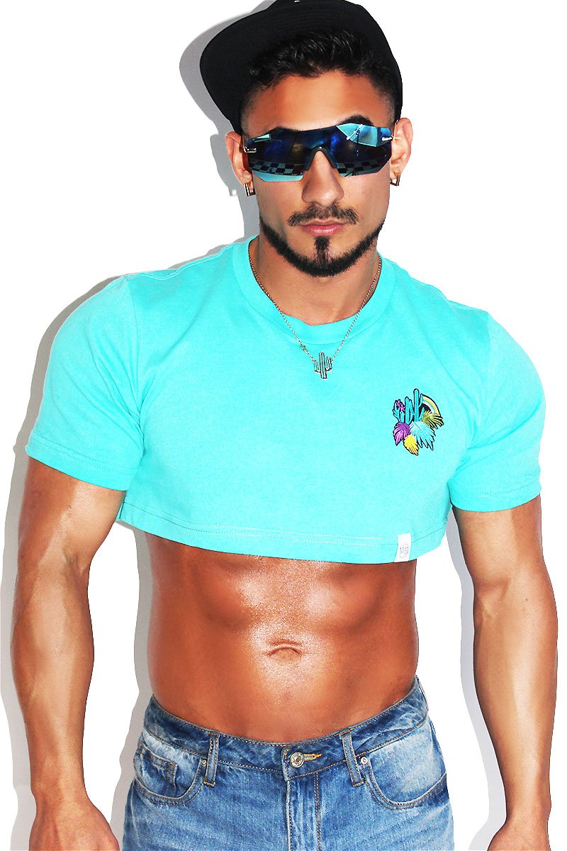 Living Desert Extreme Crop Tee-Teal