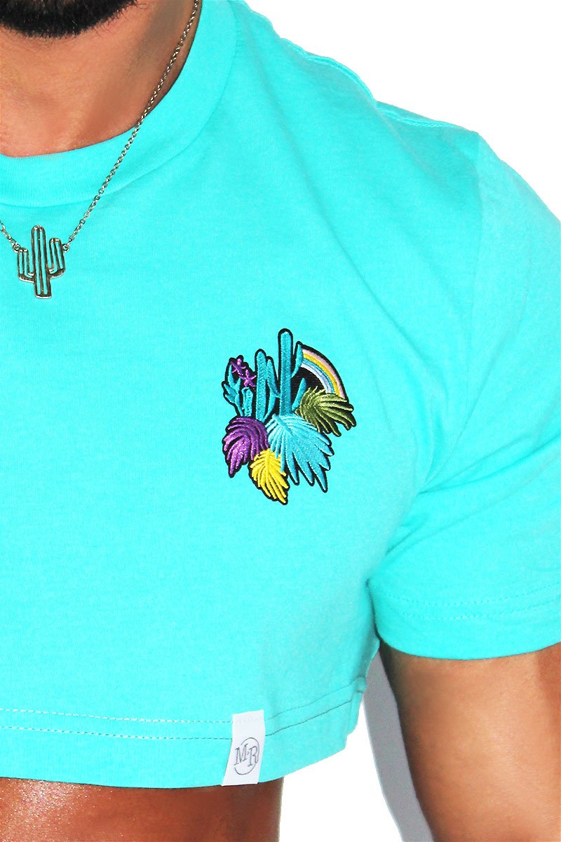 Living Desert Extreme Crop Tee-Teal