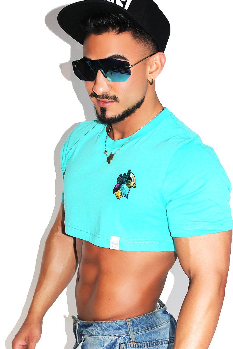 Living Desert Extreme Crop Tee-Teal