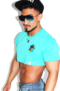 Living Desert Extreme Crop Tee-Teal