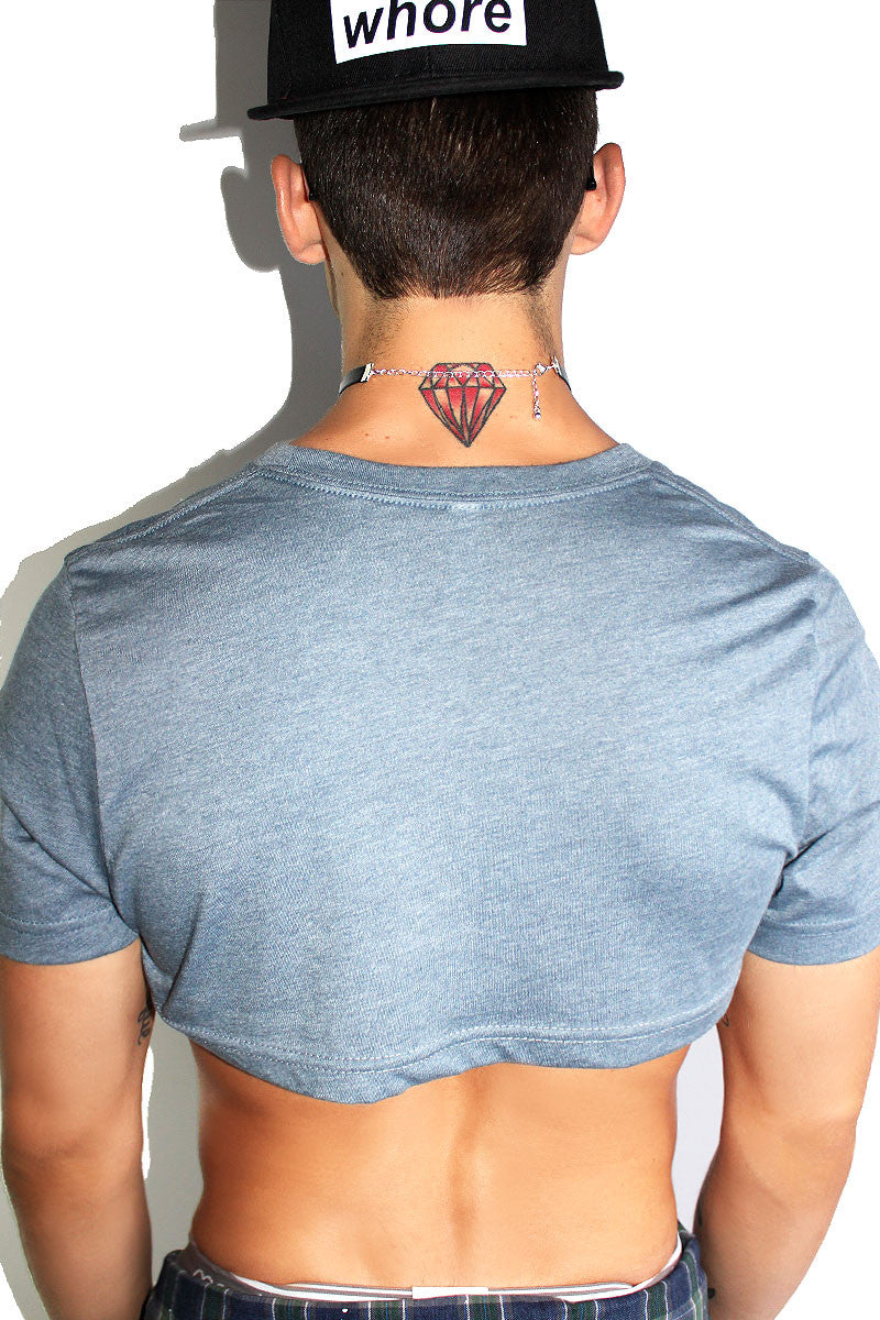 California Creamin Extreme Crop Tee-Light Blue Heather