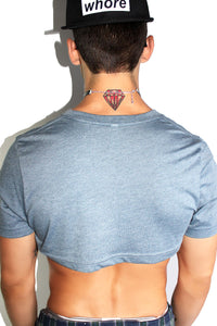 California Creamin Extreme Crop Tee-Light Blue Heather