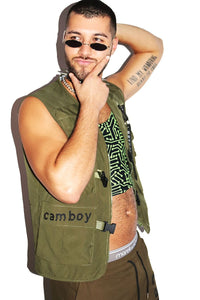 Cam Boy Vest Jacket-Olive
