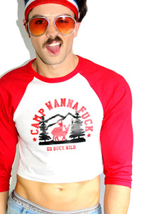 Camp Wannafuck Raglan Crop Tee-Red