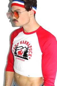 Camp Wannafuck Raglan Crop Tee-Red